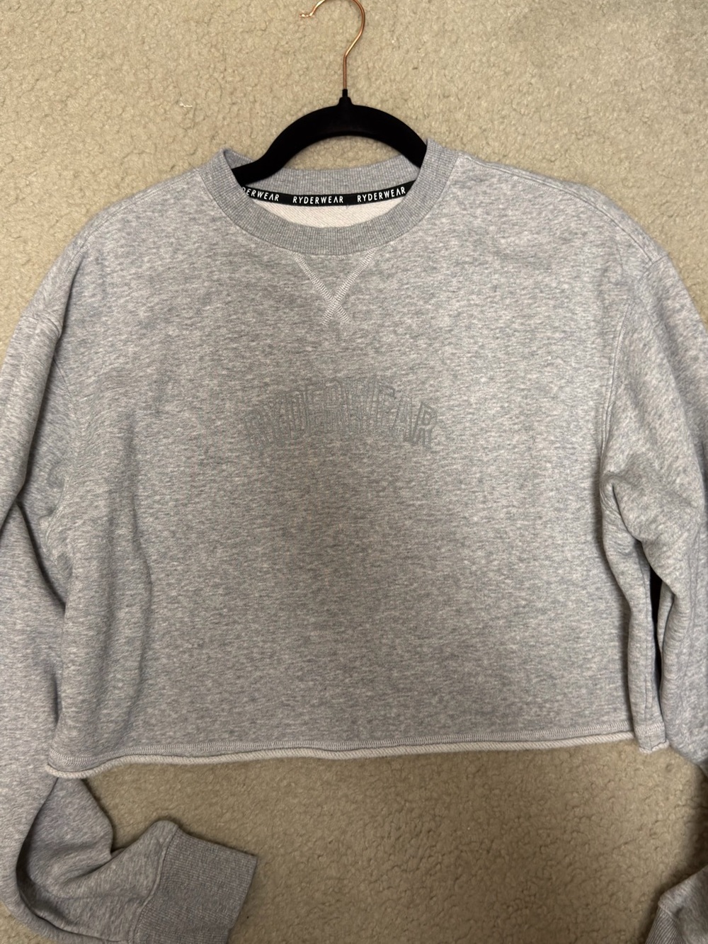 Ryderwear Light Gray Cropped Crewneck Sweatshirt